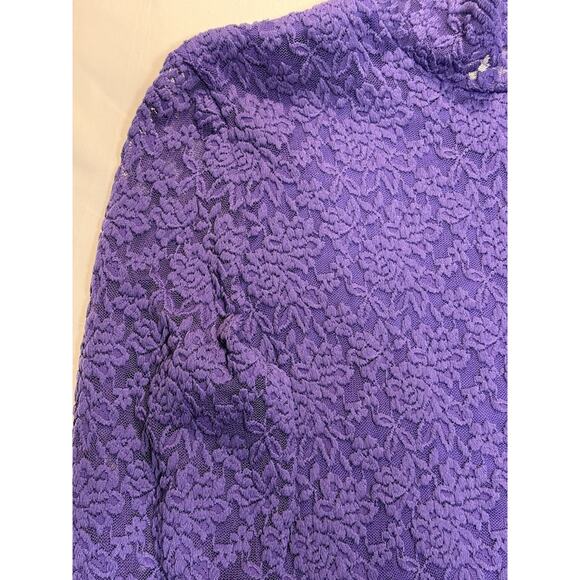 Coldwater Creek Large top Purple Floral Raised Pattern‎ Women's Pullover lined - Picture 2 of 6
